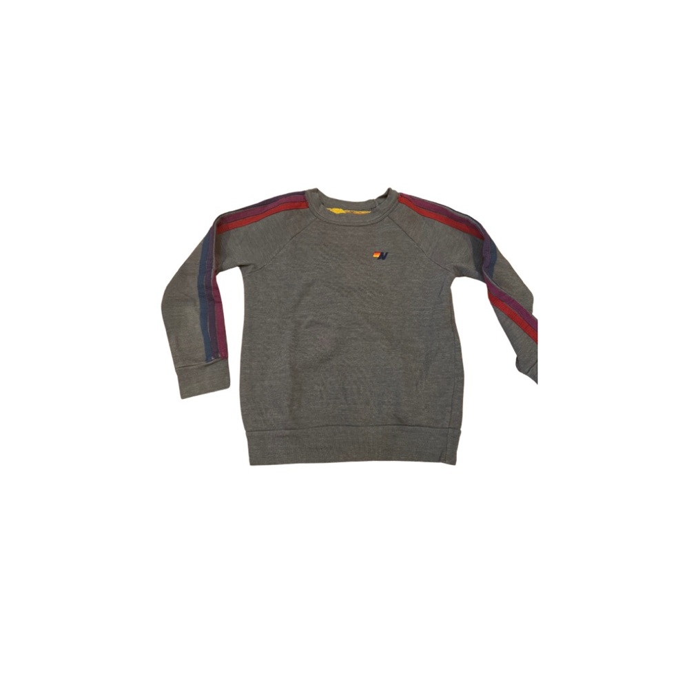 Aviator Nation Gray Sweatshirt with Colorful Stripes